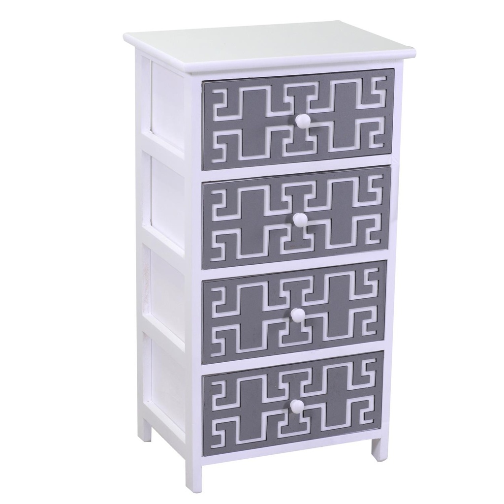 Mobiletto cassettiera bianco grigio 4 cassetti 40x29x73h cm