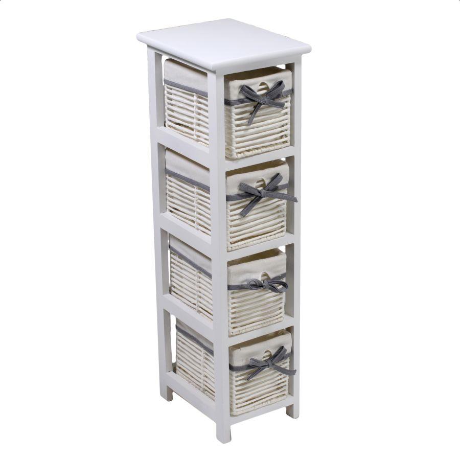 Cassettiera Hilary bianca 4 cassetti cm22x28h81