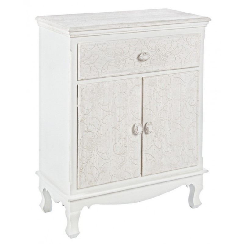 Mobiletto in MDF due ante un cassetto Bianco 60x30x h78 cm