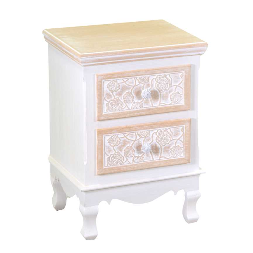 Mobiletto in legno Andorra con 2 cassetti - 37x30x54 cm