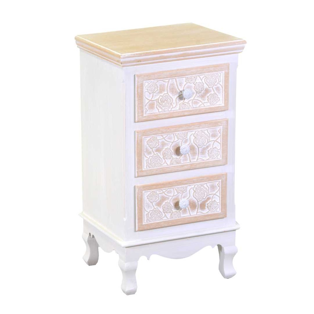 Mobiletto in legno Andorra con 3 cassetti, 37x30x68 cm