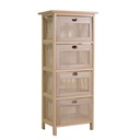 Mobiletto in legno con 4 cassetti, colore naturale, rettangolare, dimensioni 39,5 x 27,5 x 92,5 cm