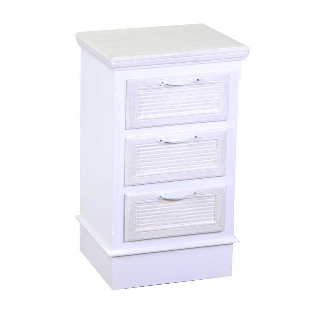 Mobiletto in legno con 3 cassetti bianco, dimensioni cm37x30h64