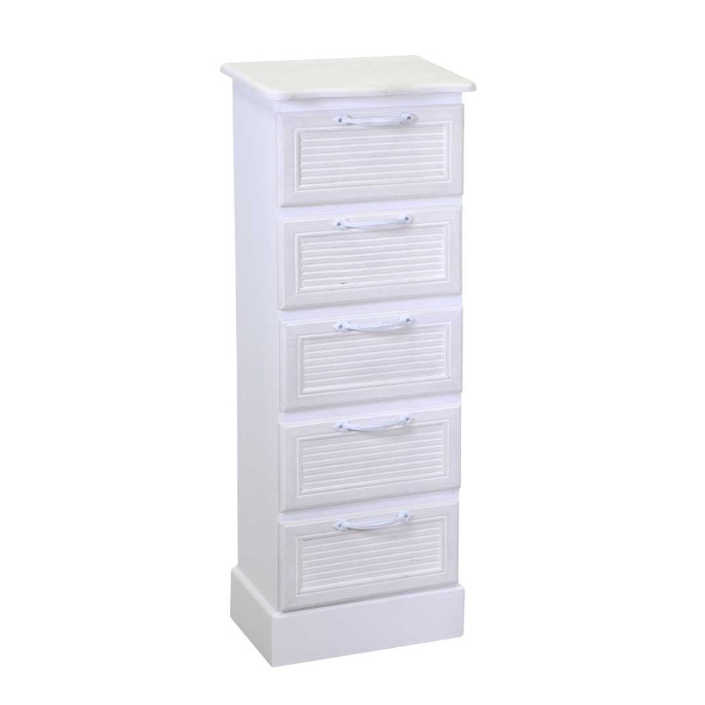 Mobiletto in legno con 5 cassetti bianco cm29x23h81
