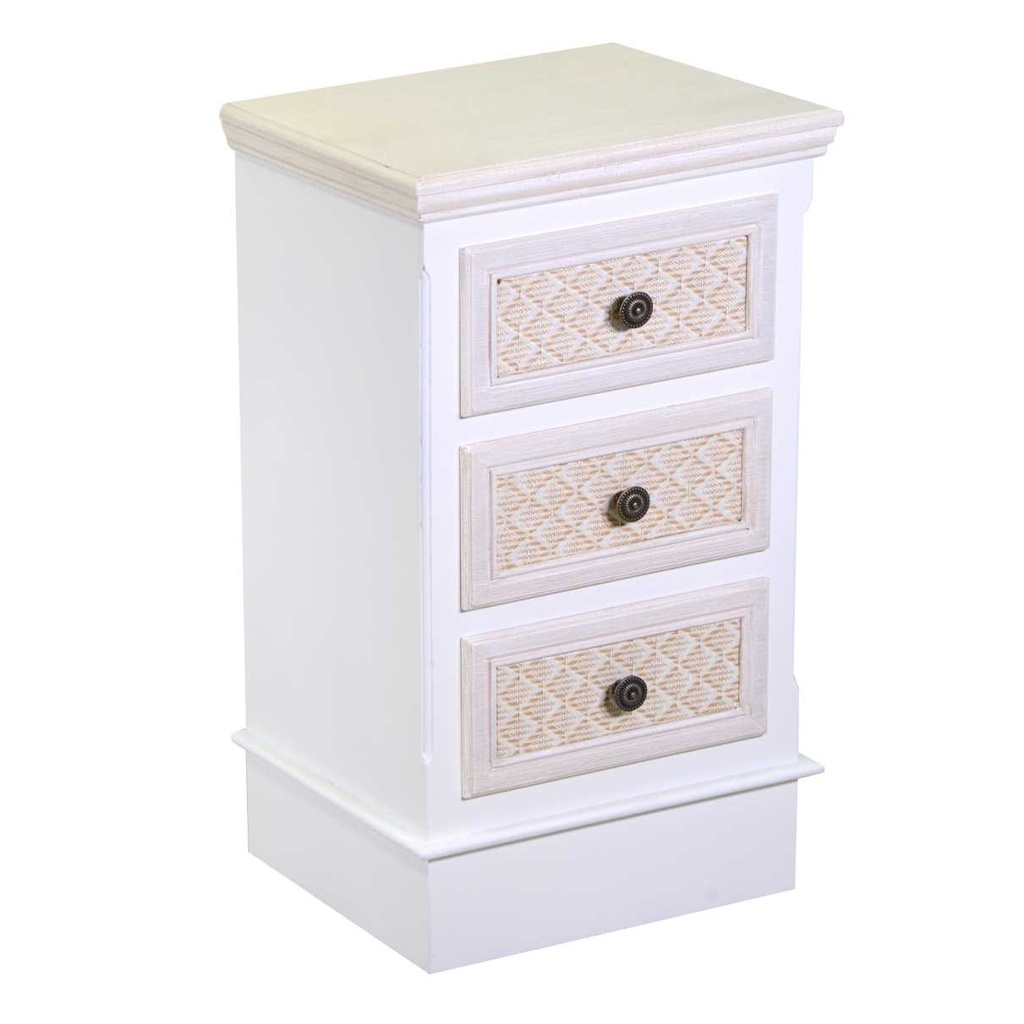 Mobiletto in legno con 3 cassetti crema, dimensioni cm37x30h64