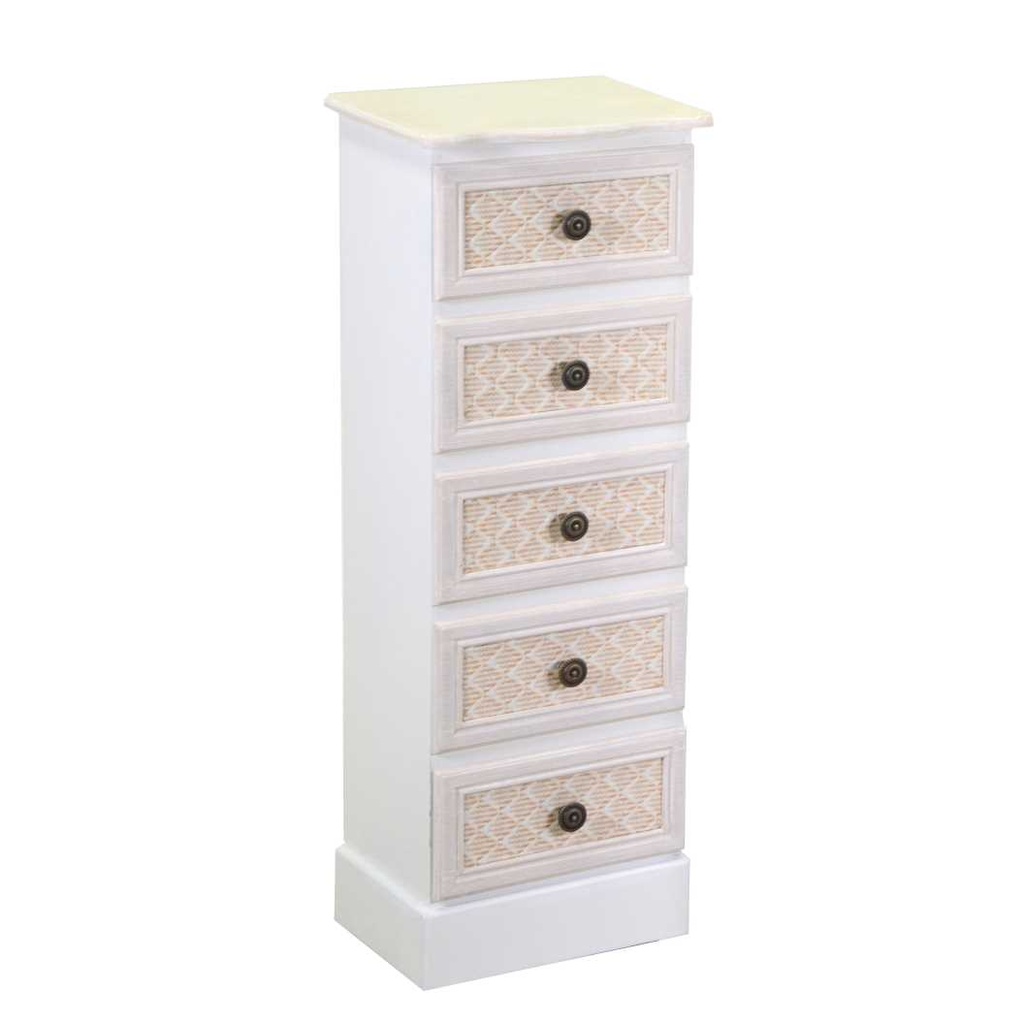 Mobiletto in legno con 5 cassetti crema, dimensioni cm29x23h81