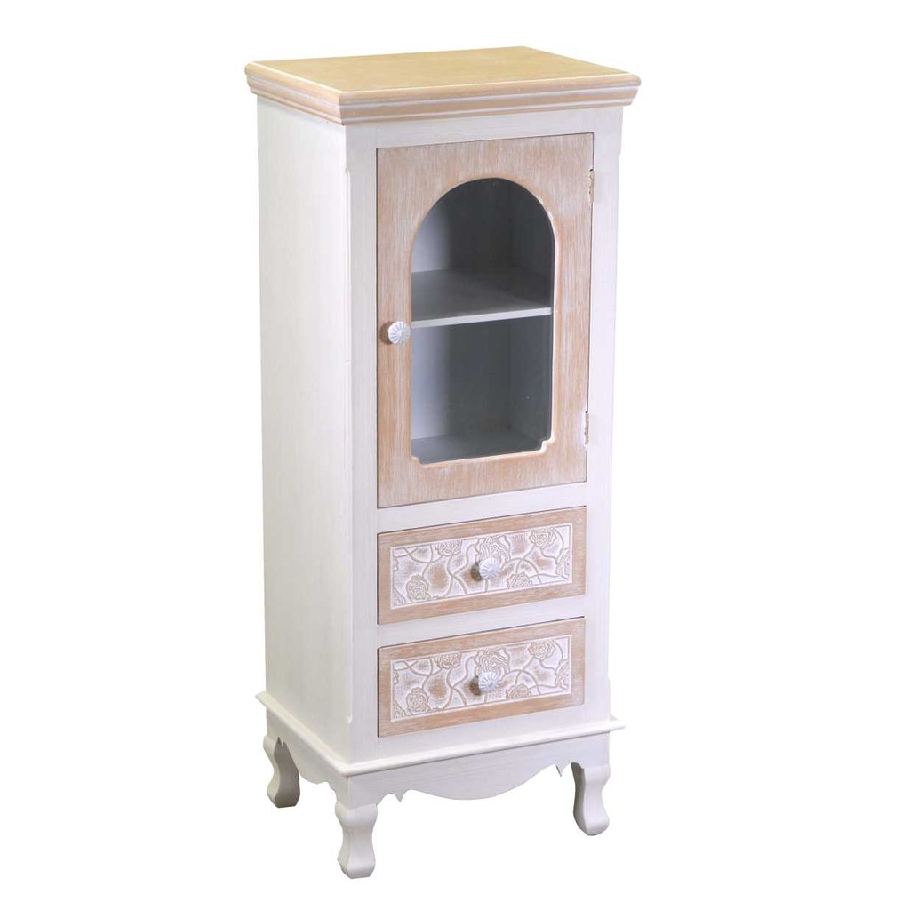 Mobiletto Vetrina Andorra 1 Anta Vetro + 2 Cassetti 40x30x100 cm