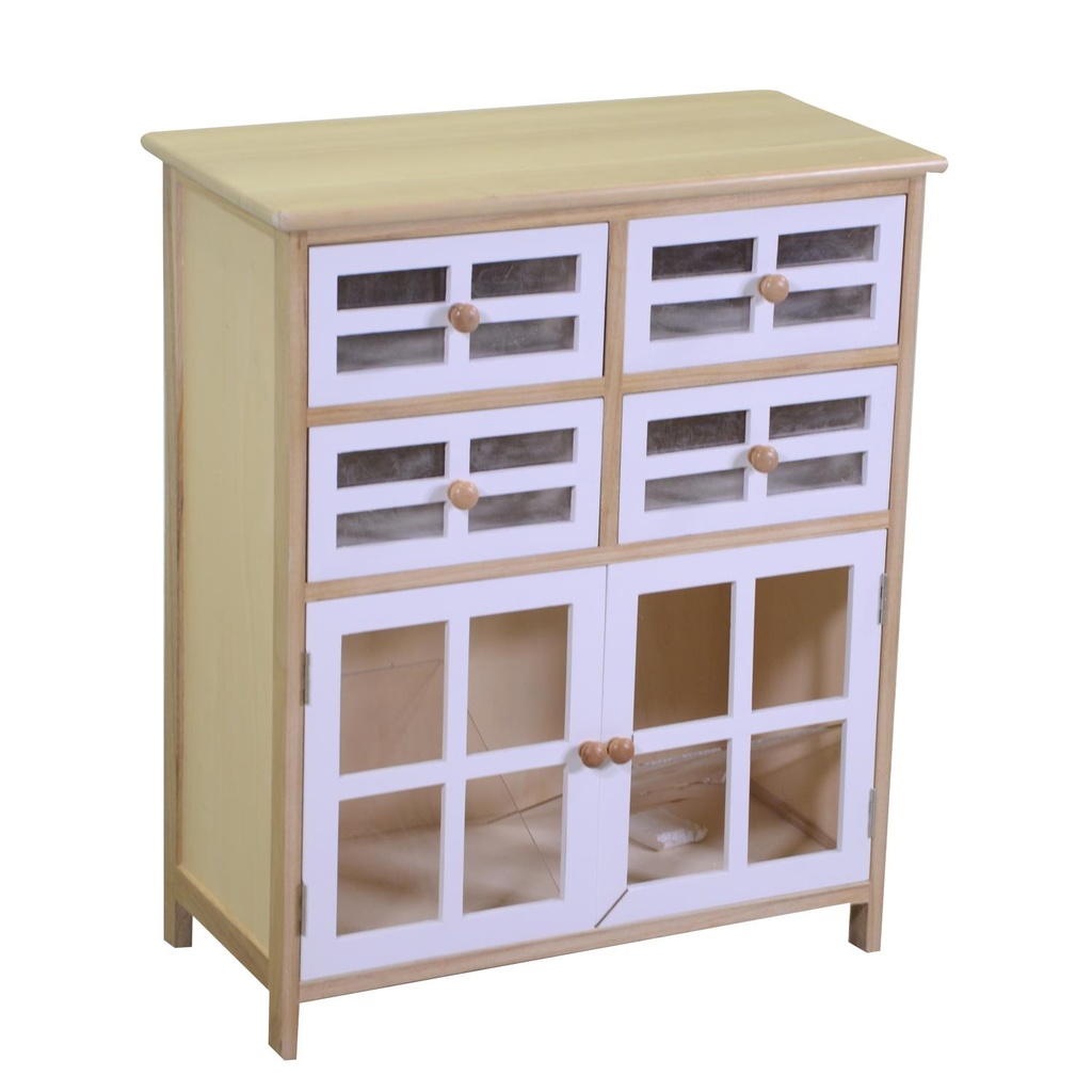 Cassettiera Naomi 2 ante e 4 cassetti naturale rettangolare 60x30xh72 cm