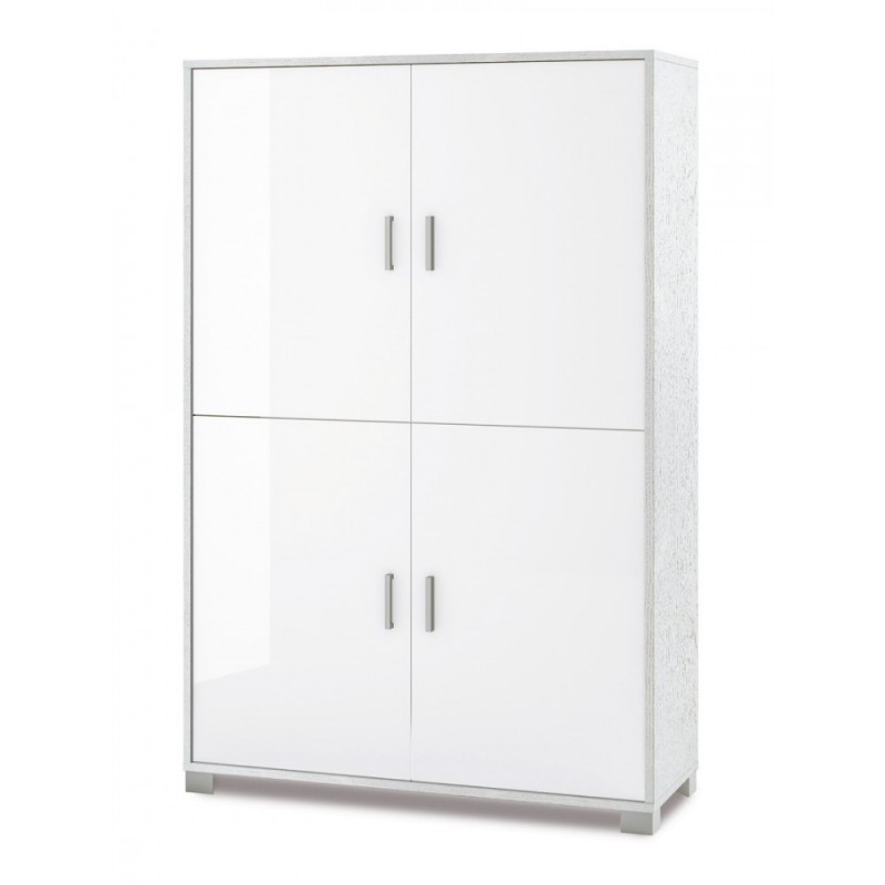 Mobiletto ufficio bianco con quattro ante e ripiani 107x41x h162 cm