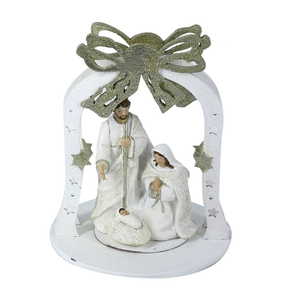 Natività in Resina Campana Bianco 14x14x18 cm