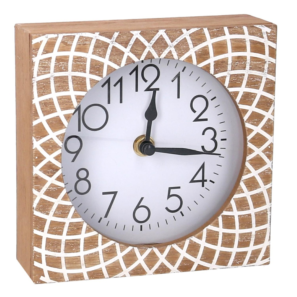 Orologio in legno marrone quadro 15x5x15 cm