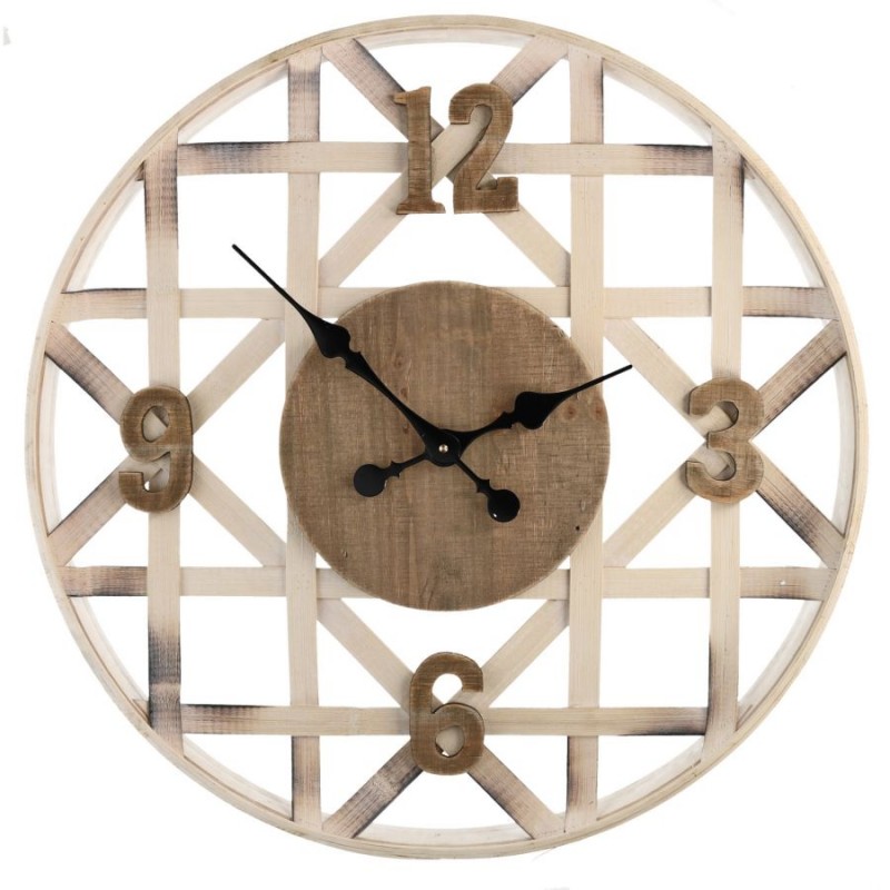 Orologio in legno naturale tondo 60 x 6 cm