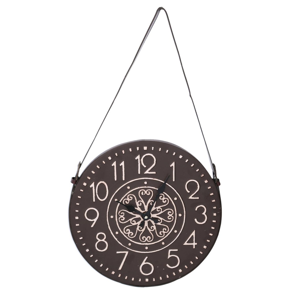 Orologio in legno nero e bianco, dimensioni 37x66x3 cm