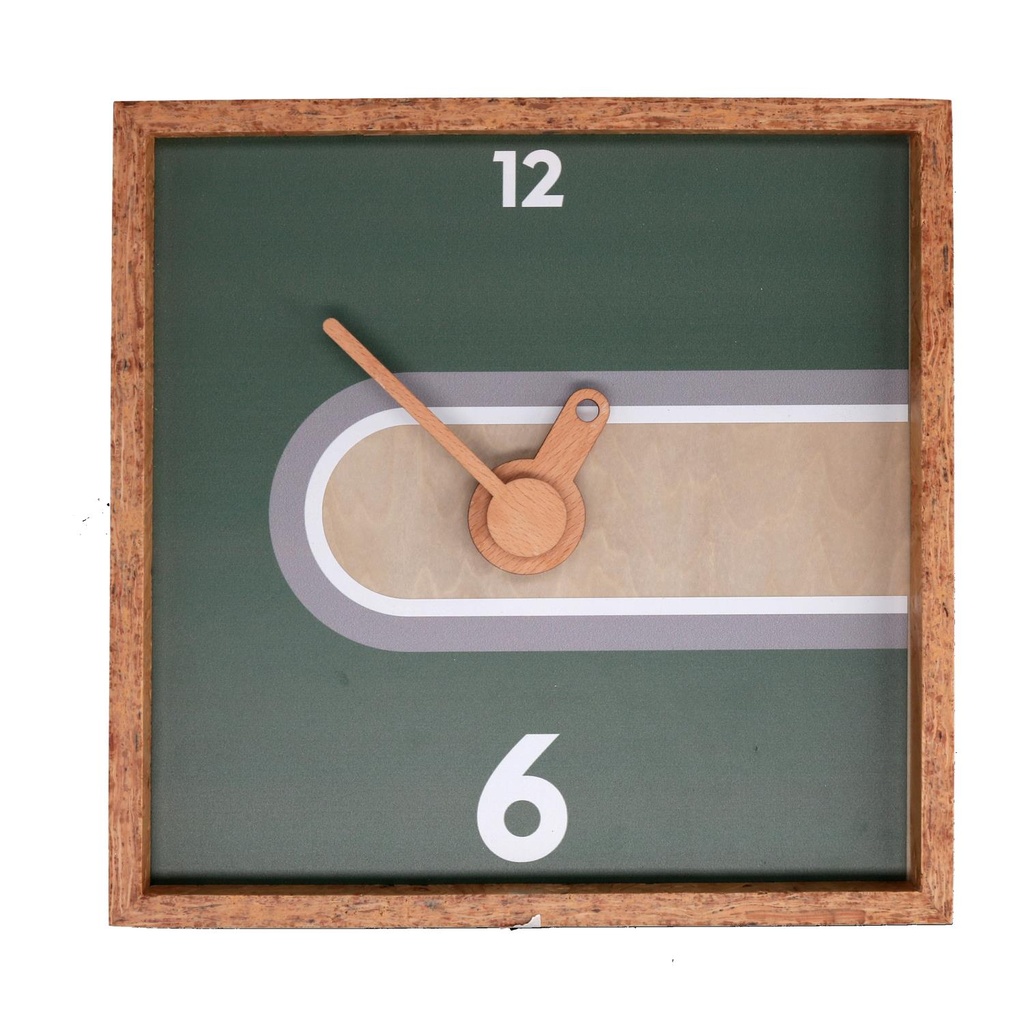 Orologio da Parete in Legno Verde Quadro 31x31 cm