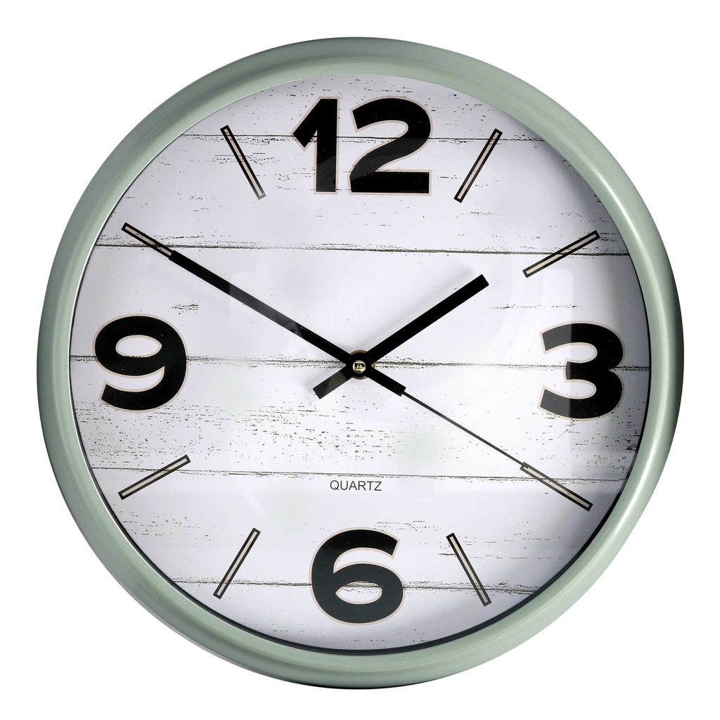 Orologio in Plastica Bianco e Verde Tondo ø30,5 cm