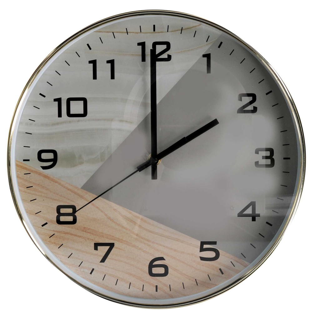 Orologio in Plastica Effetto Legno Bianco e Grigio - Ø30,5 cm