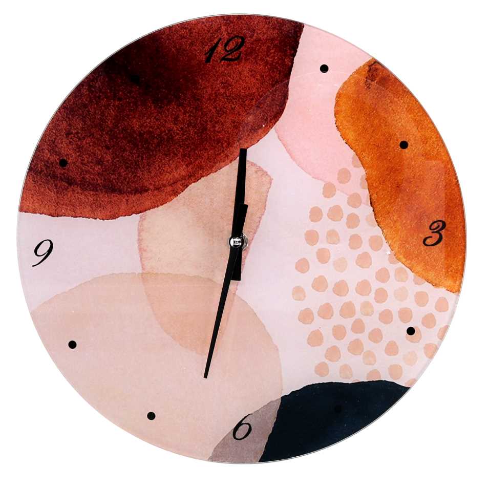 Orologio Vetro Beige Arancione Tondo 30x4 cm