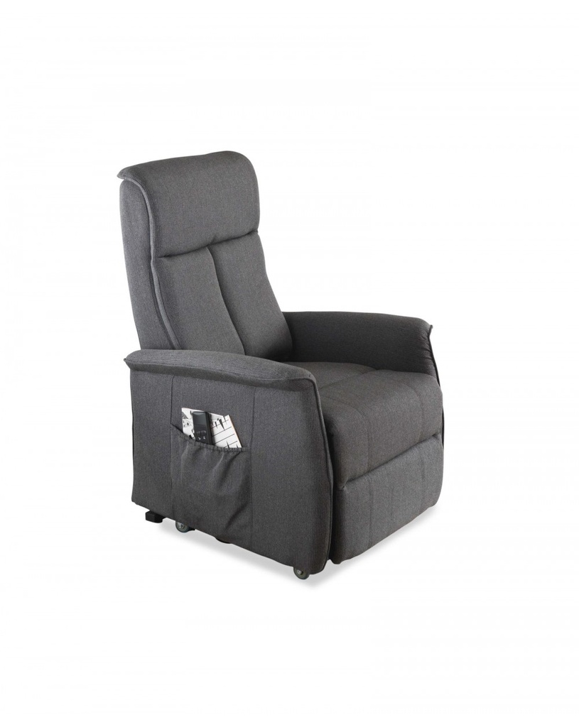 Poltrona a 2 motori in microfibra e metallo, grigio scuro, 75x82x110cm