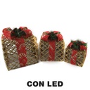 Pacco regalo 1-3 con led rosso 25x25x25 cm