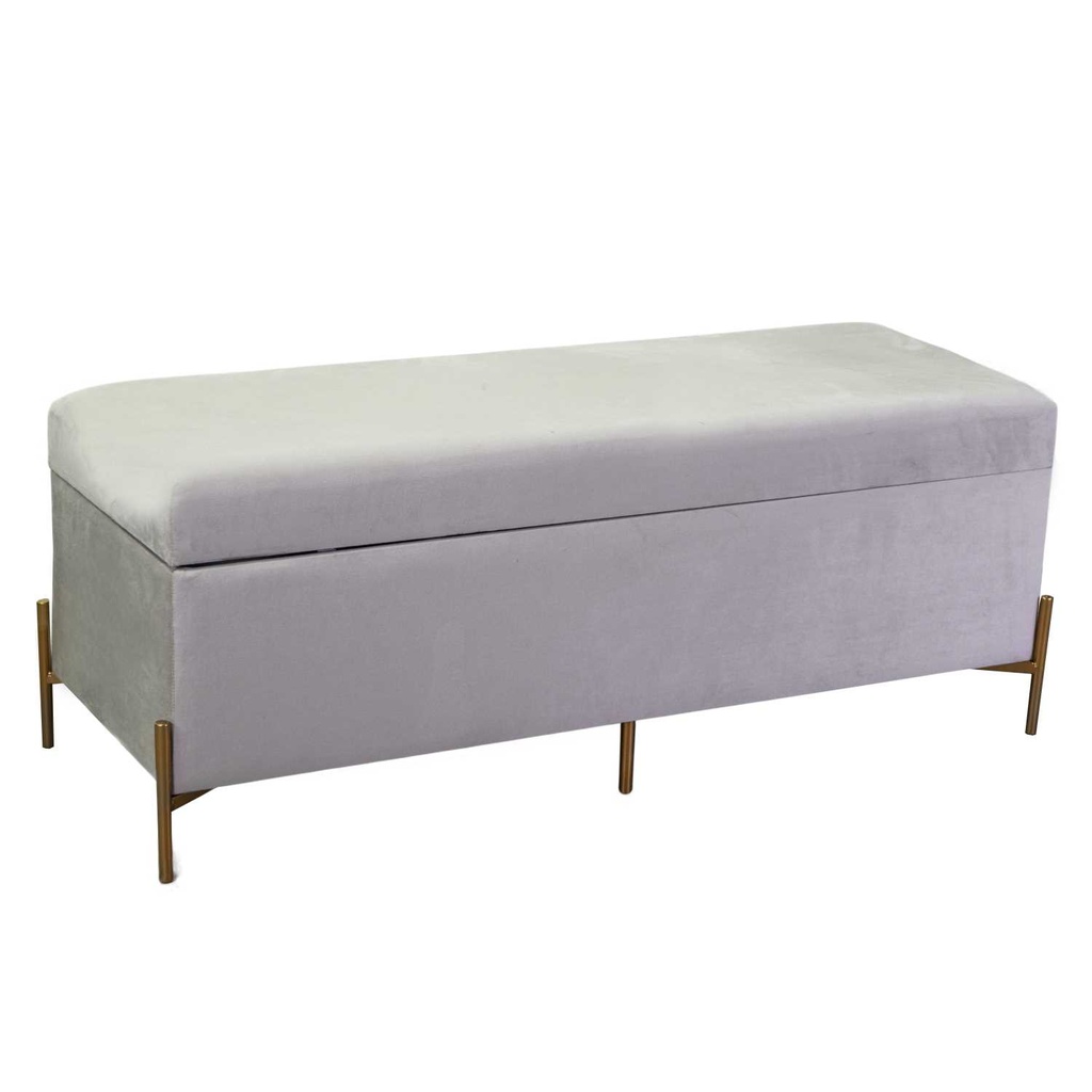 Panca in velluto grigio chiaro 115x40x45 cm