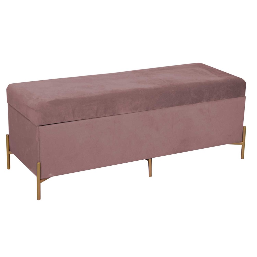 Panca in velluto rosa antico 115x40x45 cm