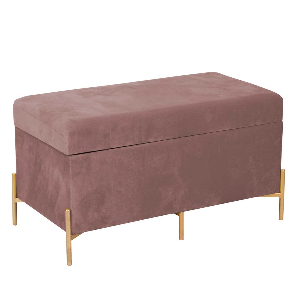 Panca in velluto rosa antico 78x40x45 cm