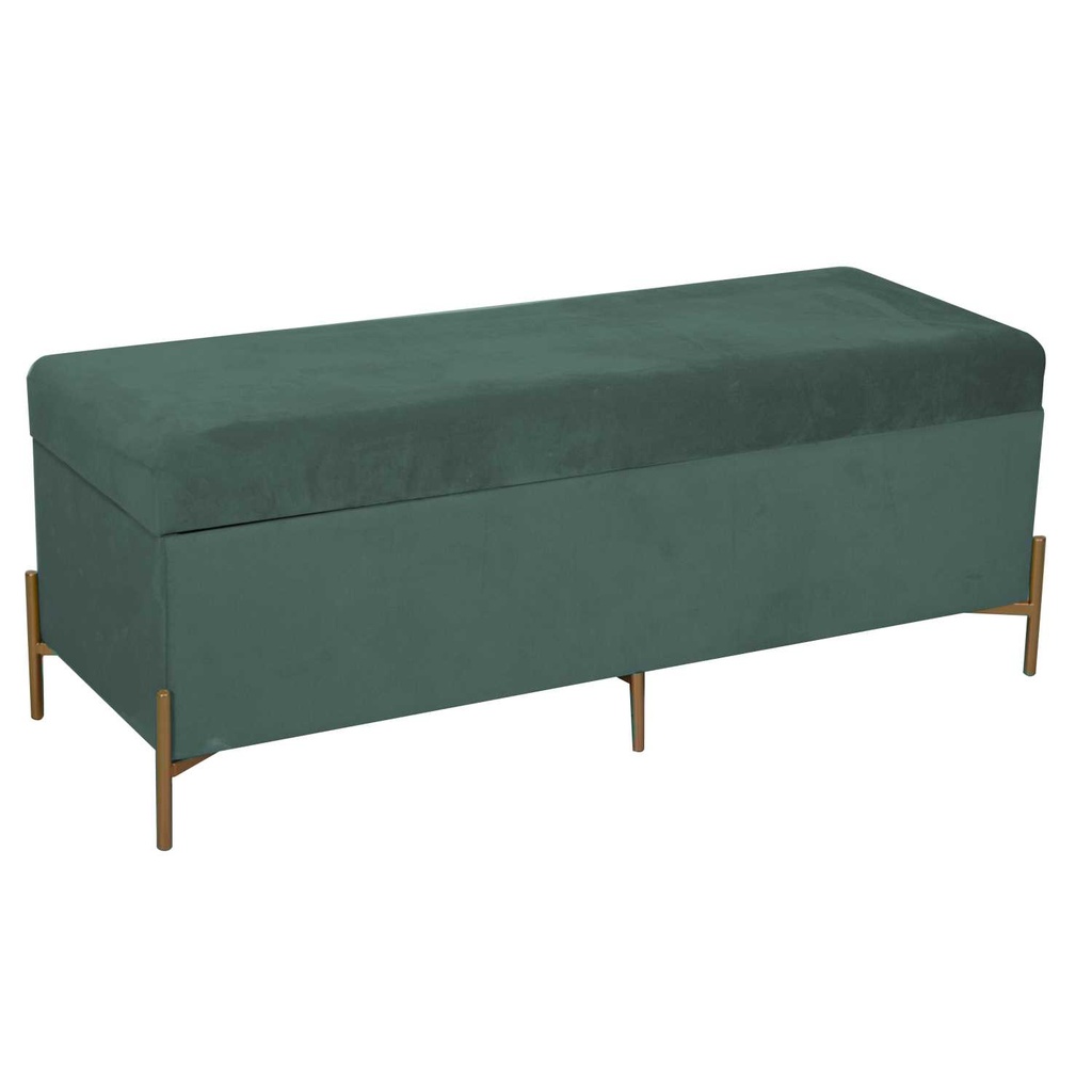 Panca in velluto verde salvia 115x40x45 cm