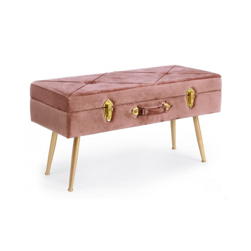 Panca in velluto con contenitore Rosa Antico POLINA 80x34x h42 cm