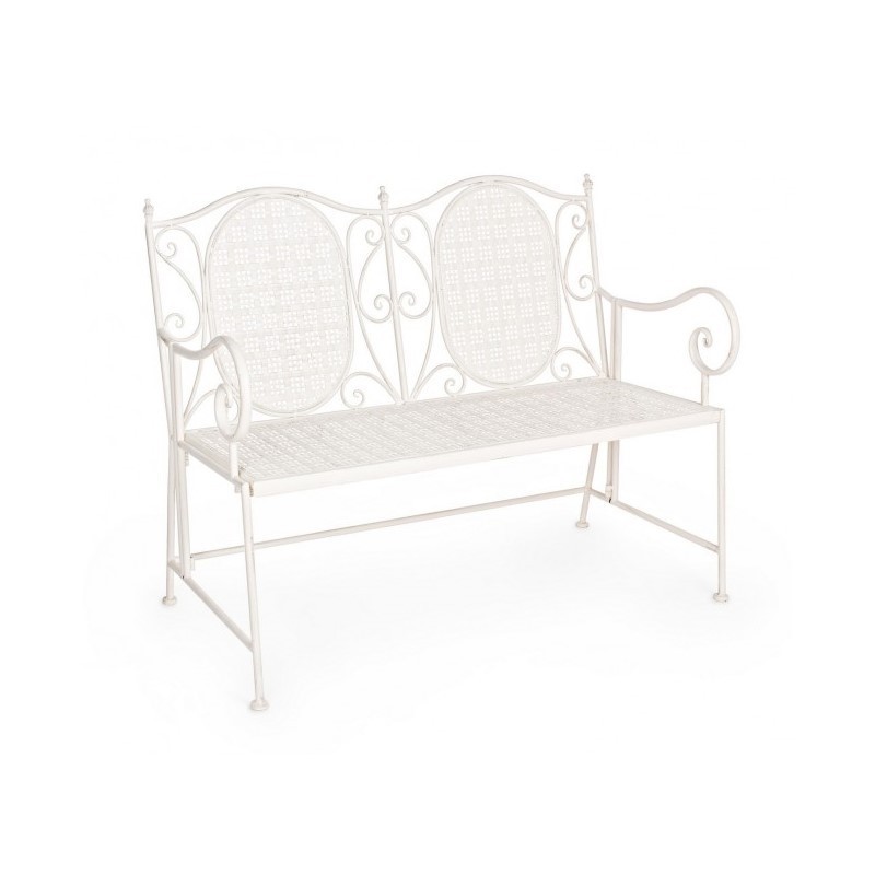 Panca Pieghevole Due Posti in Acciaio Bianca Emily 115x60x h92 cm