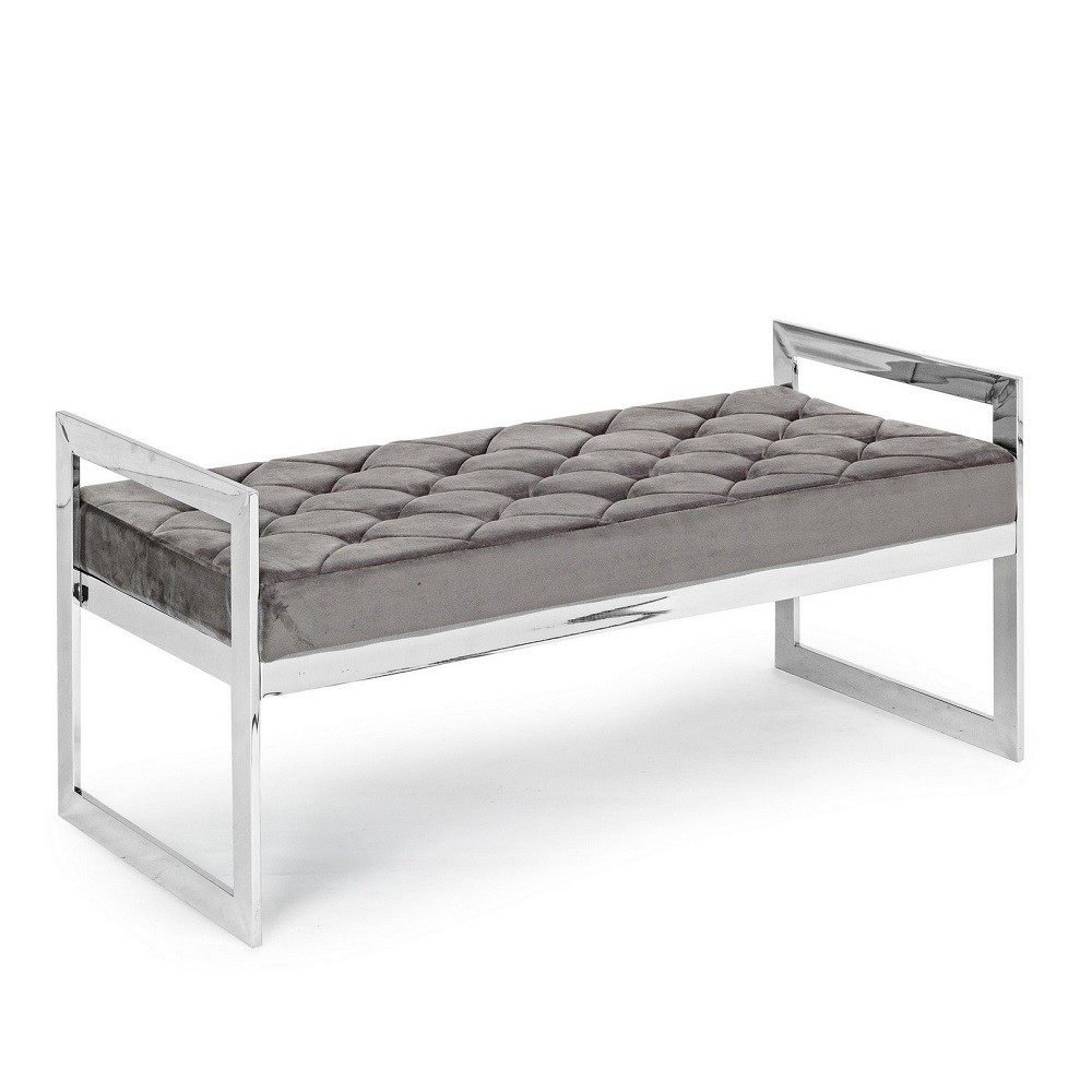 Panca velluto grigio Sveva 97x44 cm