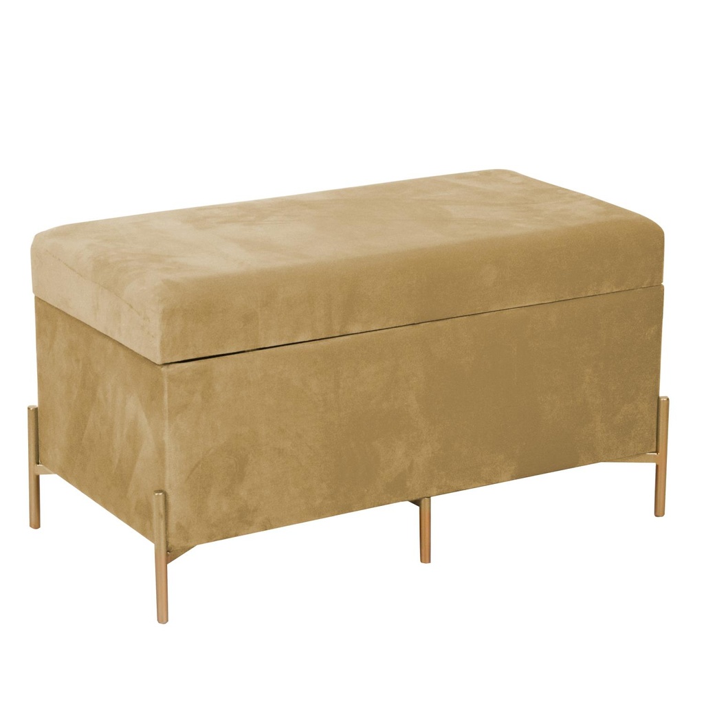 Panca in velluto ocra 78x40x45 cm