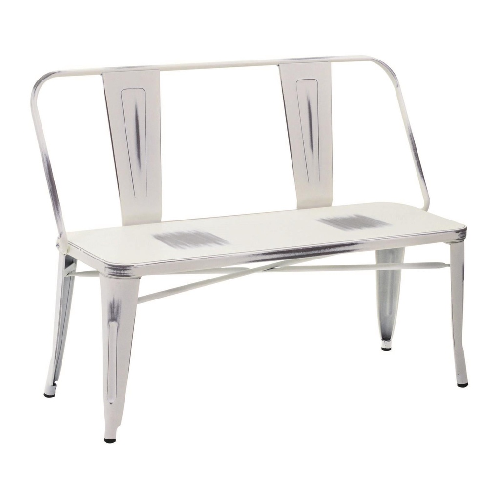 Panchina in Ferro con Schienale Bianco Antico 111x51x82,5 cm