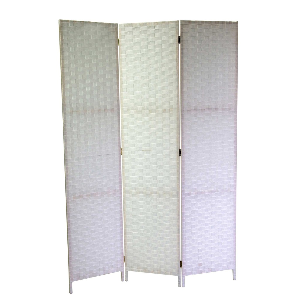 Paravento in poliestere a 3 ante bianco 40x175 cm