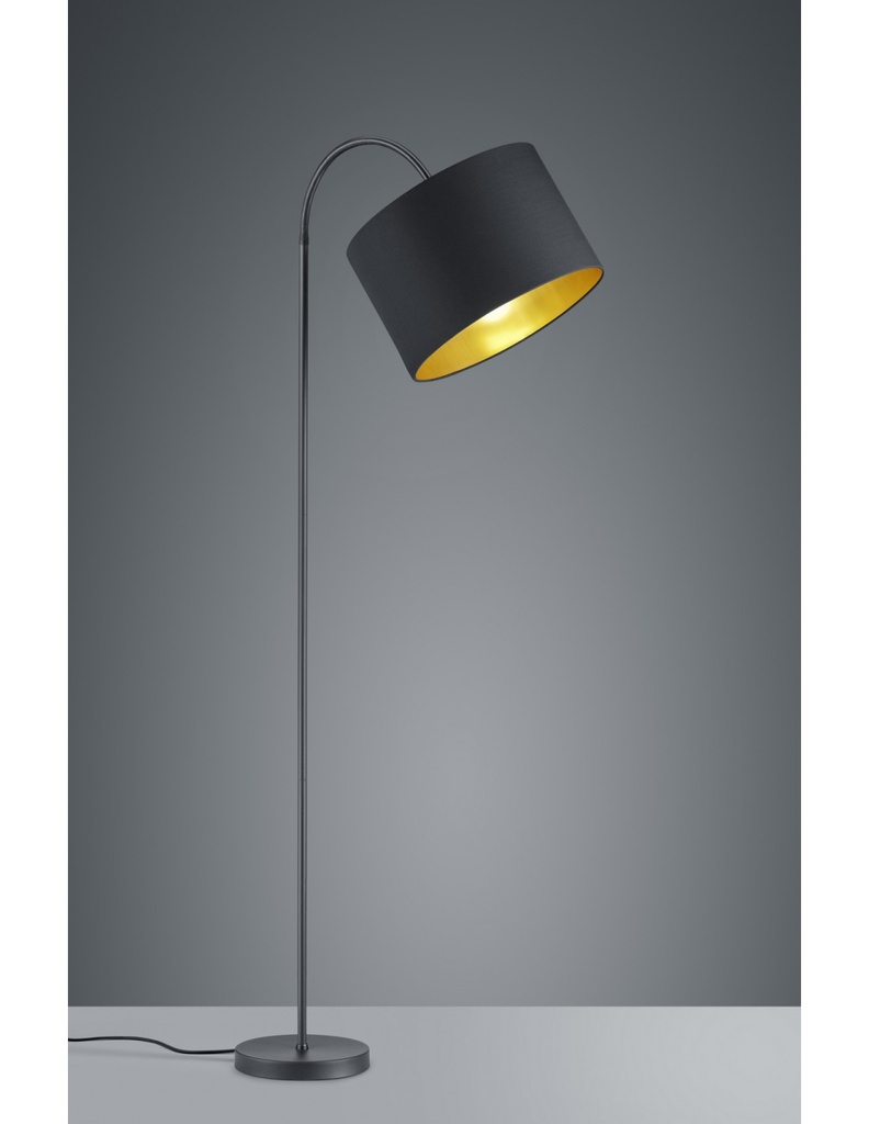 Piantana Orientabile in Metallo Nero-Oro H156 cm