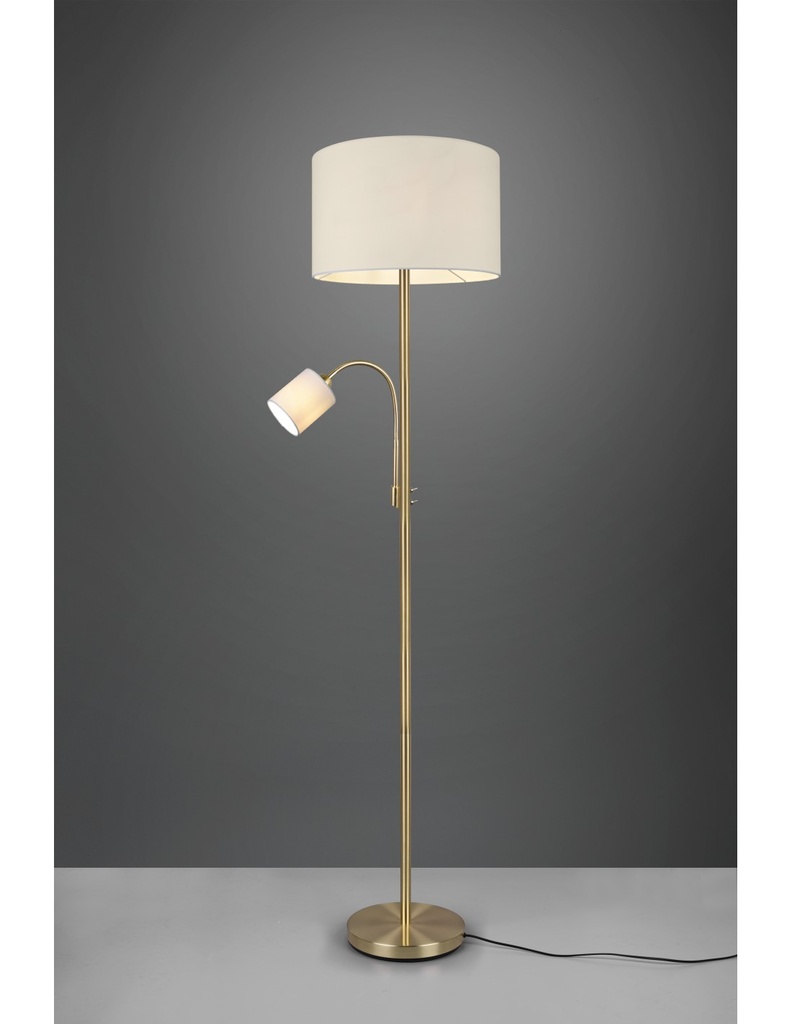 Piantana Ottone Paralume Tessuto Crema Spot Lettura