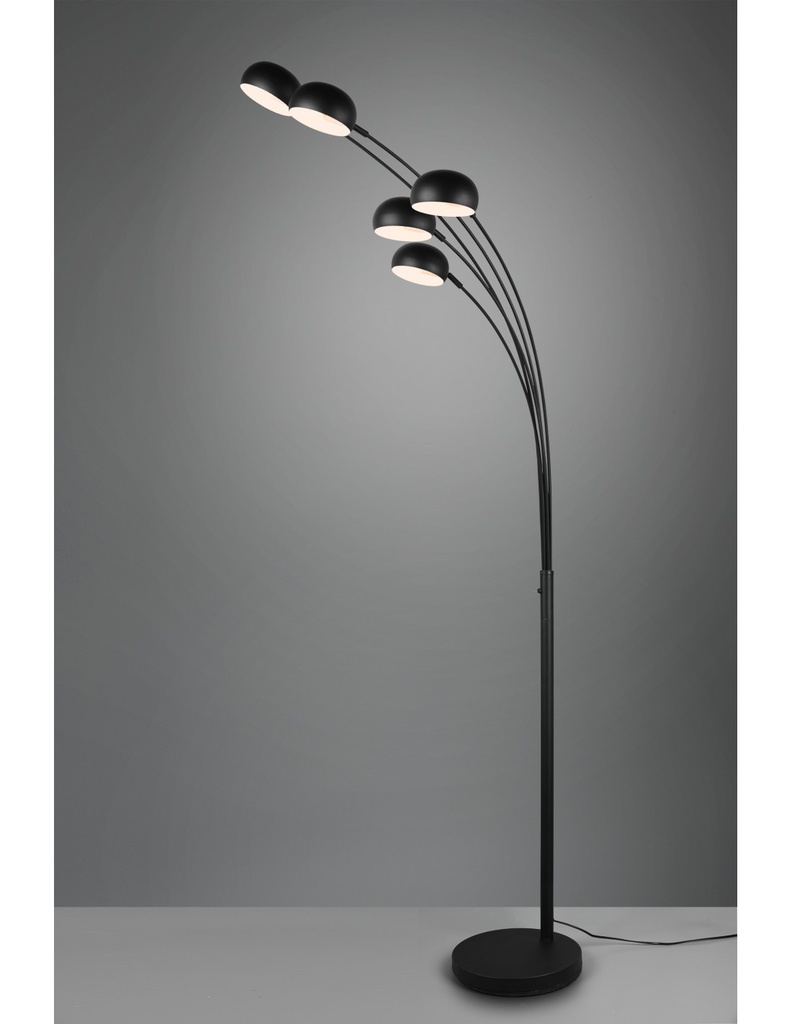 Piantana in Metallo Nero con Bracci ad Arco 5xE14