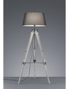 Piantana Moderna Treppiede Legno Tessuto Grigio H143 cm