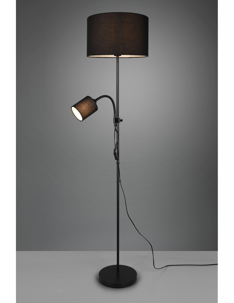 Piantana Owen con Paralume Tessuto, Nero, L36 cm