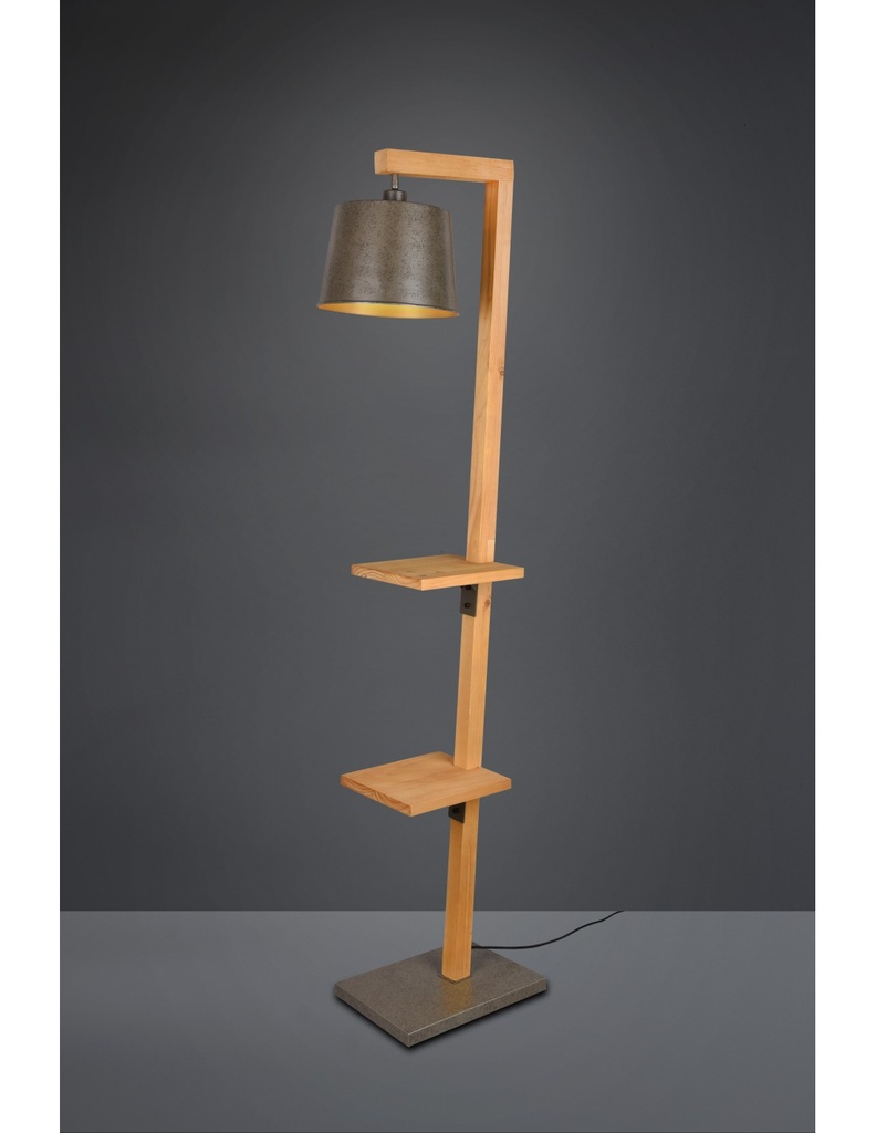 Piantana Vintage Mensole Legno Paralume Nichel