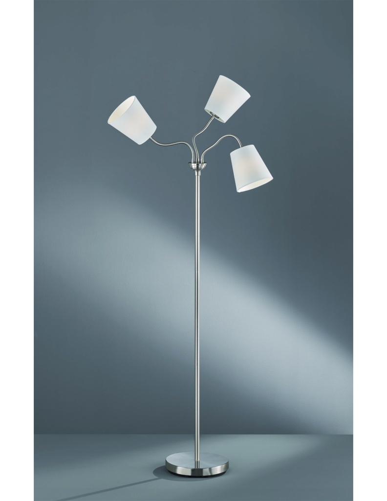 Piantana Windu 3xE27 Nichel E Paralumi Bianco H140 cm Trio Lighting