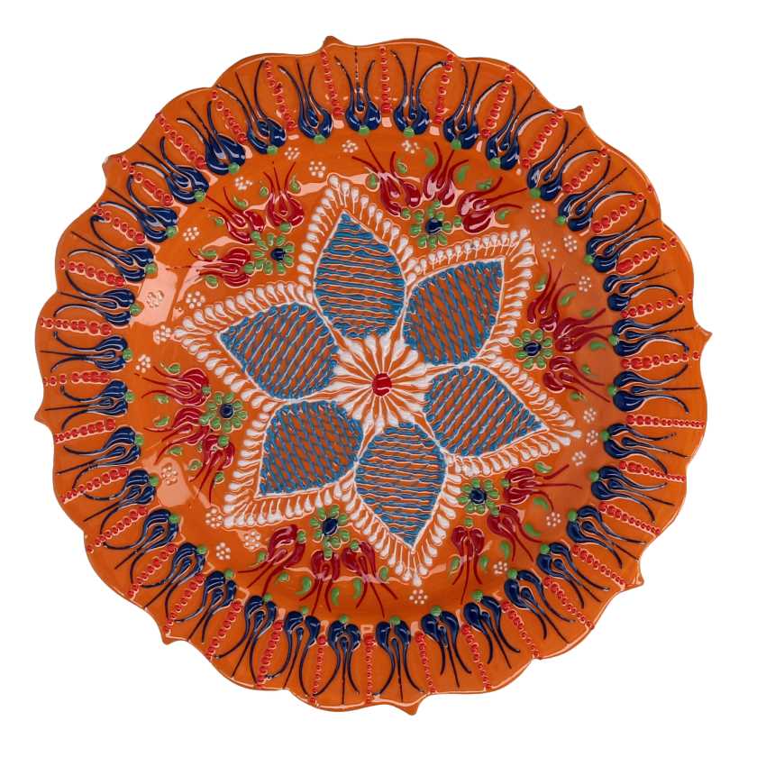 Piatto Decorativo in Ceramica Arancione 25x25x3 cm