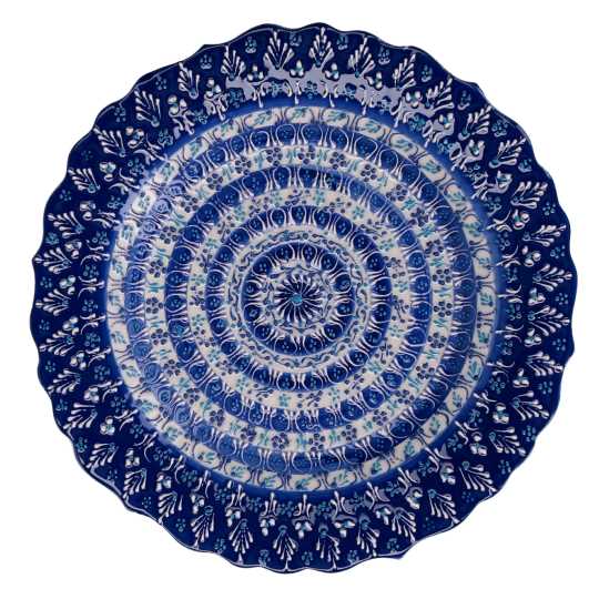 Piatto Decorativo in Ceramica Blu ø25x3 cm