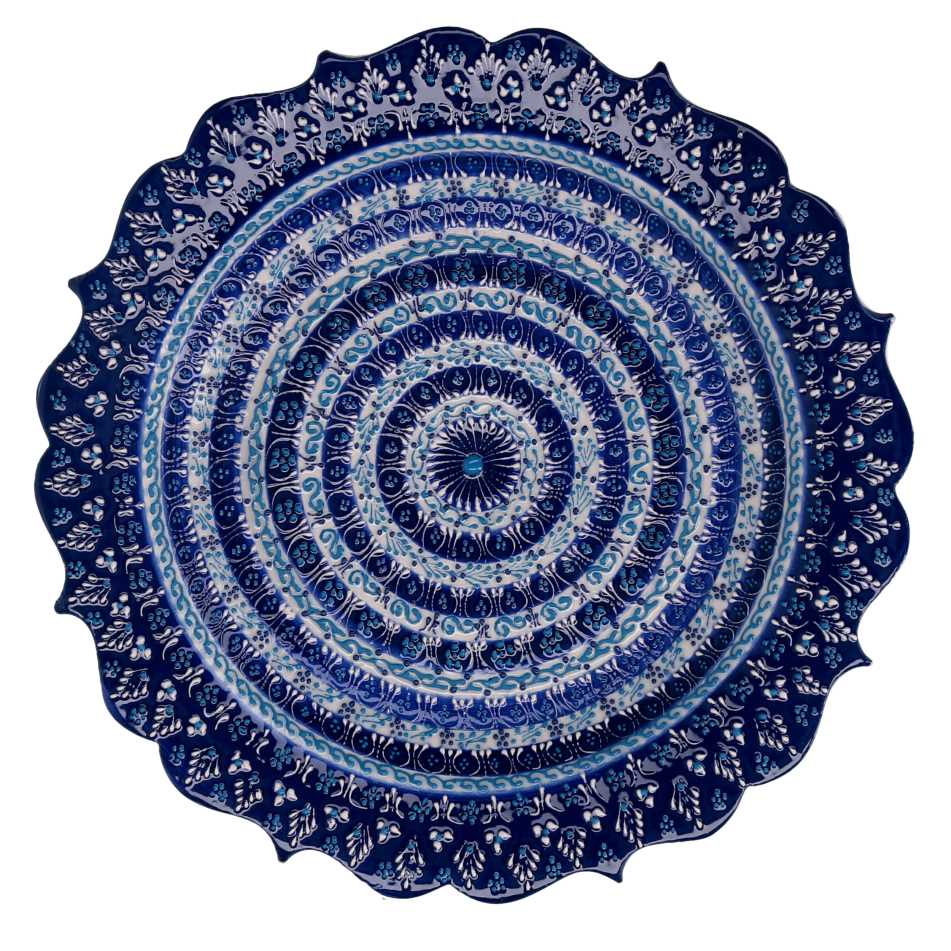 Piatto Decorativo Ceramica Blu 30x30x3 cm