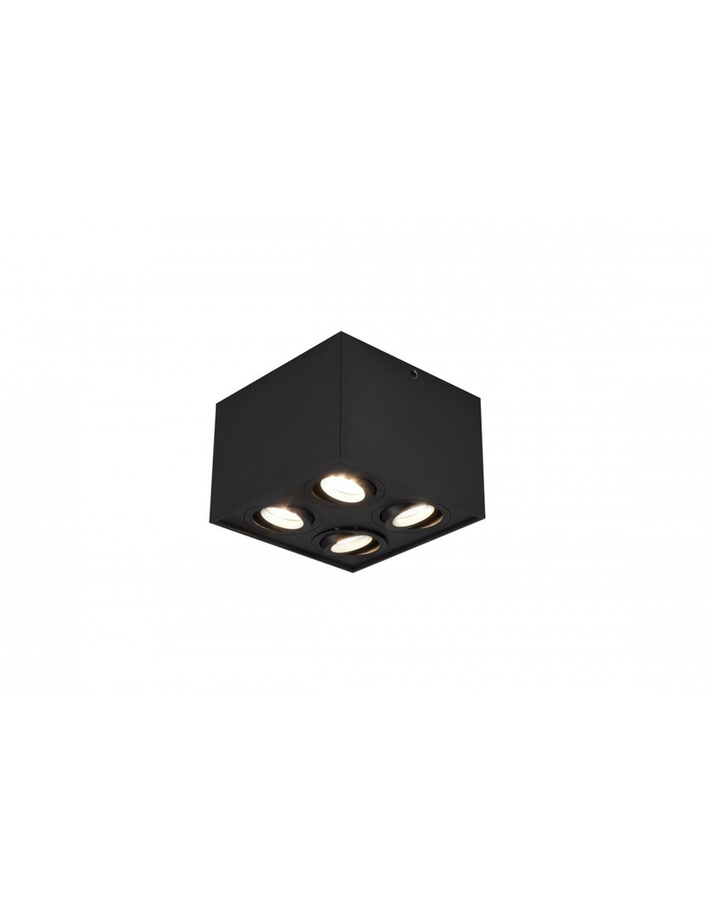 Plafone da Soffitto Nero 4 Spot Orientabili