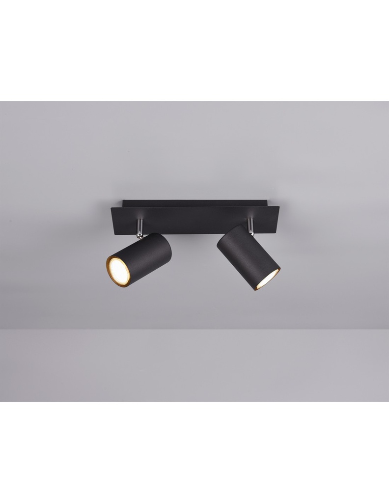 Plafoniera 2 Faretti Spot Orientabili Marley Nero Trio Lighting
