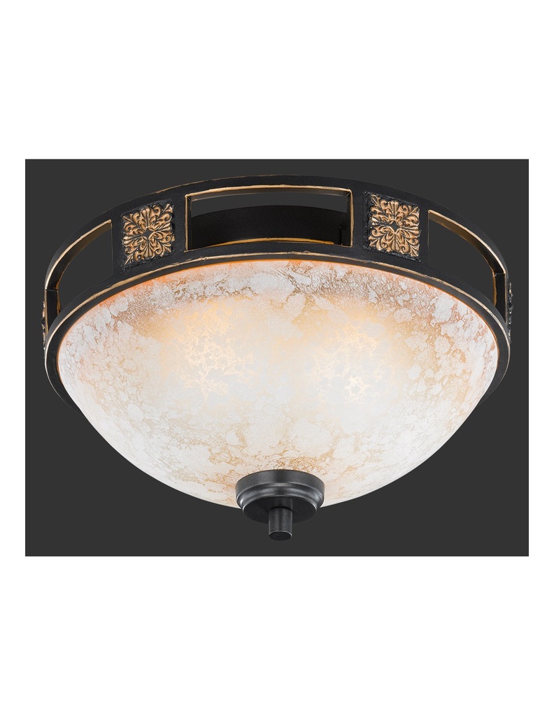 Plafoniera 2xE27 Quinta Ruggine Vetro Alabastro Ø33 cm Trio Lighting