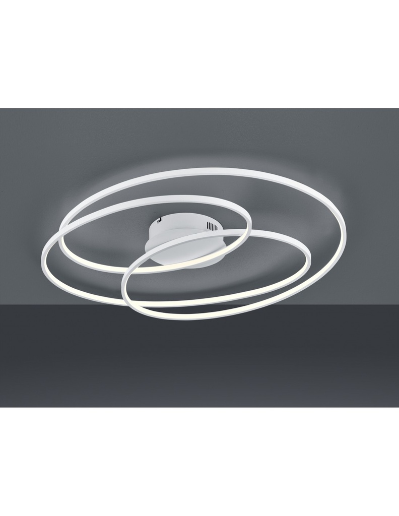 Plafoniera Cerchi Concentrici Bianco Opaco Led 50w Dimmerabile L80 cm