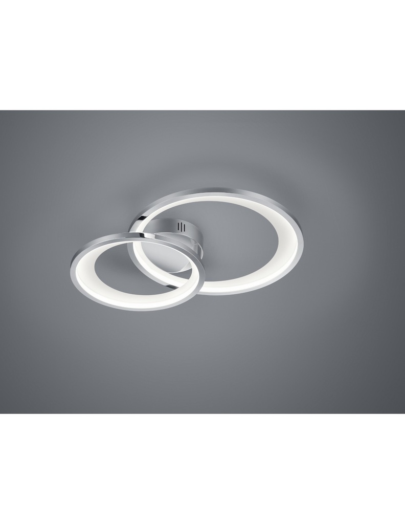 Plafoniera Doppio Cerchio Cromo Led 29w Dimmerabile L59 cm