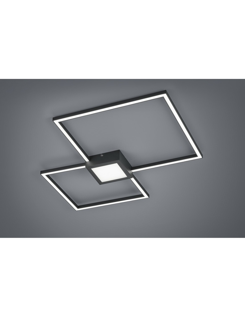 Plafoniera Hydra Doppio Quadrato Led 28w Antracite L65 cm Dimmerabile