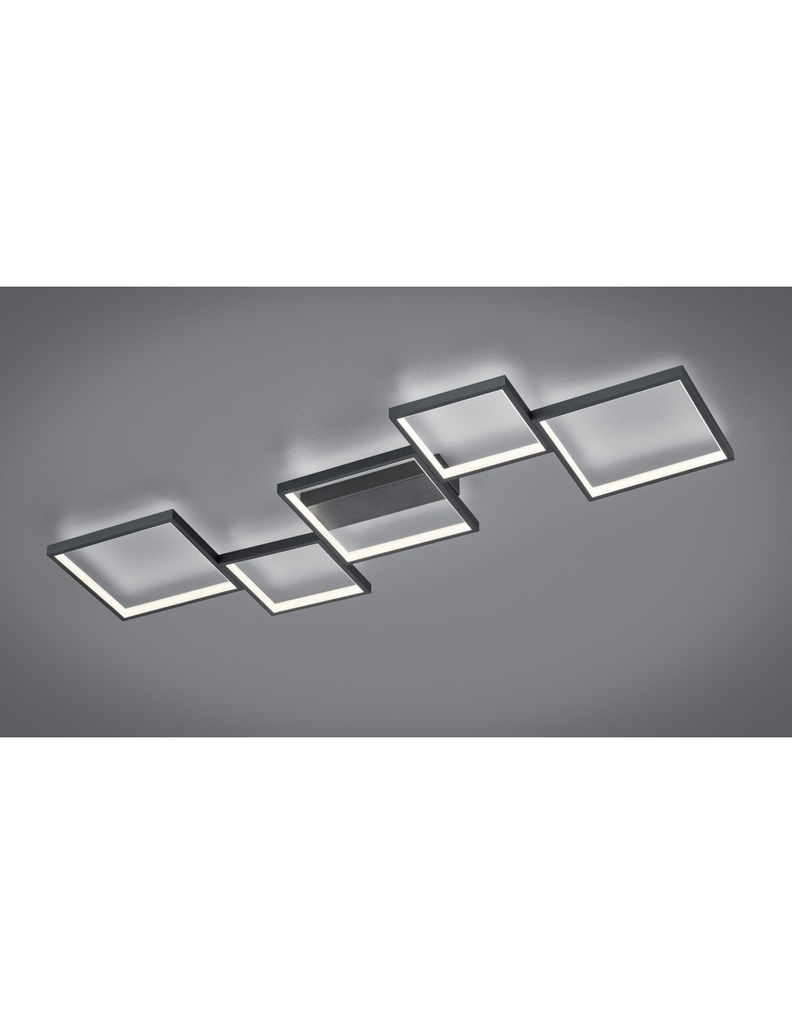 Plafoniera Led 5 Quadrati L120 cm Nero